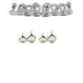 Hip hop silver grillz set, shiny metal vampire fangs and drip top grill for fashion. - Silver Set