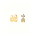 Gold plated hip hop teeth grills set with cross and star design, cubic zirconia iced out. - Cross Double Hollow / Gold