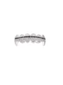 Hip hop grillz teeth with double row black white rhinestones vampire fangs fashion detail shot - Black and White Rhinestone Top Grillz