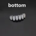 Hip hop grillz bottom teeth iced out cubic zirconia grillz for fashion dental jewelry - Silver Lower Tooth