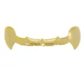 Close-up detail of glossy gold vampire fangs grillz, showcasing polished hollow hiphop style. - Gold Top