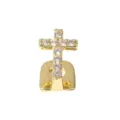 Hip-hop cross tooth grillz single gold tooth copper micro pave zircon grill teeth unisex - Single Cross / Gold