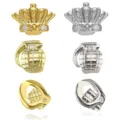 Gioielli per denti grillz hip hop in oro e argento con forme di corona e granata e cristalli. - Set completo