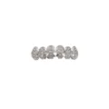Close-up detail of silver rhinestone hip-hop grillz dental jewelry sparkling teeth grill - Upper / Silver