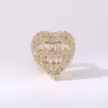 Gold Plated Full Diamond Heart Shaped Tooth Grillz Single Tooth Hip Hop Fashion Accessory - Gold