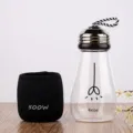Creative light bulb glass water cup with protective sleeve portable student drinking bottle - 300ml / Elegant Black
