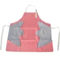 Grembiule da cucina giapponese con asciugamani in pile, design a righe rosse impermeabile. - Rosso