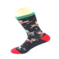 Christmas mid-tube socks featuring cute reindeer and snowflake knit patterns for winter wear. - EU 40-43 / Black Reindeer