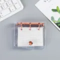 Mini Cuaderno de Anillas Transparente de PVC de 3 Agujeros con Recambio de Papel Cuadriculado - Rosa oro