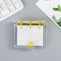 Mini cuaderno de anillas de PVC transparente con papel cuadriculado material de oficina - Amarillo