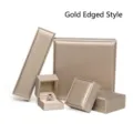 Set di scatole portagioie in pelle PU spazzolata oro champagne per anelli di lusso - Borsa Totani Coordinata - Piccola / Stile Con Bordo Dorato
