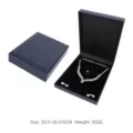 Large navy blue PU leather jewelry set box with necklace ring and earring display - Oversized Set Box / Extra Large Gift Set Box - Dark Blue