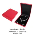Red brushed PU leather extra large jewelry set box with black velvet lining - Oversized Set Box / Extra Large Gift Set Box - Red