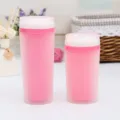 Set di tazze in plastica isolate a doppia parete rosa e bianche, tazze da viaggio leggere e portatili. - 401-500ml / Rosa