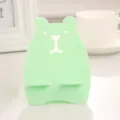 Green cute bear mobile phone stand, pp plastic desktop lazy phone holder bracket for office desk. - Bear Green