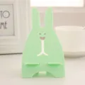 Cute rabbit desktop phone stand, plastic lazy phone holder base for desk and table use - Rabbit Cyan