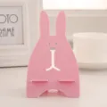 Pink rabbit shape PP plastic desktop phone stand, cute lazy holder variant for mobile desk. - Pink Rabbit