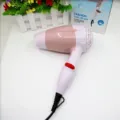 Portable pink foldable hair dryer for dorm room cute electric hair styling tool with cord - Pink