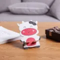 Cute wooden cartoon animal phone stand desktop holder for office desk decoration and gift - Cow