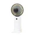 Mini ventilatore portatile USB ricaricabile bianco e nero, perfetto per uso da scrivania. - Bianco e nero