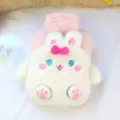 Borsa dell'acqua calda in peluche con design a coniglio, copertura morbida, scaldamani invernale. - Coniglietto rosa (PVC ispessito)