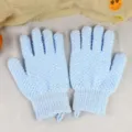 Gants de bain exfoliants double face, gants de douche épais pour le nettoyage du corps. - 20*12cm / Bleu