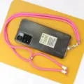 Pink crossbody phone lanyard with adjustable metal buckle, durable woven strap for daily use. - Transparent Insert / Rose Red