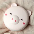 Simatico maialino rosa scaldamani ricaricabile USB specchio, regalo invernale portatile. - 9x9cm / Maialino dagli occhi socchiusi