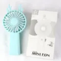 Tragbarer Mini Handventilator Niedliches Hirschhorn Design USB Wiederaufladbar Blaues Modell - Ventilator + Seifenblasen Zubehör / Blau