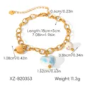 Gold stainless steel ceramic heart bracelet with extension chain, fashion jewelry for women. - 18.5cm