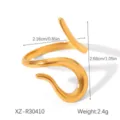 Gold stainless steel open ring geometric minimalist statement jewelry detail view - Streamline Hollow Ring (XZ-R30410)