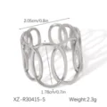 Stainless steel hollow open ring, minimalist geometric titanium finger ring jewelry. - Oval Interlock Ring (XZ-R30415-S)