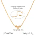 Details of gold stainless steel three-stone zircon pendant necklace with extension chain 40+5cm - Necklace Style (XZ-N40346)