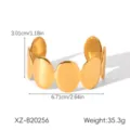 Exaggerated gold stainless steel open cuff bracelet featuring stylish interlocking oval designs. - Oval Splicing Style (XZ-B20256)