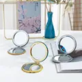 Specchio per trucco da tasca pieghevole a doppio lato portatile, simpatico specchio rotondo - Rotondo / Argento