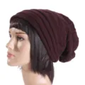 Slouchy knit beanie hat for women and men, winter warm cable knit cap with foldover brim. - One Size / Coffee