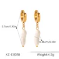 Vintage baroque pearl hoop earrings in gold stainless steel, elegant irregular drop design. - Hoop Pearl Earrings(XZ-E11078) / Gold