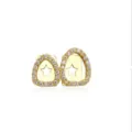 Gold hip hop grillz with pavé stones and star cutout, stylish tooth cap jewelry accessory. - Double Hollow Arc Full Rhinestone / Gold