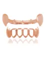 Rose gold hip hop grillz set, glossy hollow vampire fangs teeth cap for party cosplay. - Rose Gold Set