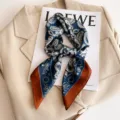 Women silk square scarf elegant paisley satin neckerchief stylish designer head wrap - 70x70cm / F798-1