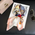 Chic 70cm silk square scarf with retro cartoon print, versatile fashion neckerchief for women. - F722-2