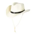 Summer straw cowboy hat for men and women, wide brim sun protection beach sunshade hat. - M (56-58cm) / Creamy White
