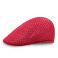 Unisex solid red mesh breathable flat cap stylish outdoor sun hat for adult and child. - M (56-58cm) / Red