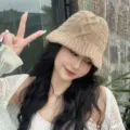 Chunky knit bucket hat for women winter warm cozy fashionable casual stylish winter headwear - M (56-58cm) / Khaki