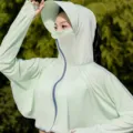 Light green sun protection clothing women summer ice silk hooded cardigan outdoor anti-UV sun shirt - Letter F / Green