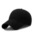 Plain black baseball cap for outdoor sun protection and casual wear, classic curved brim design. - One Size / Black