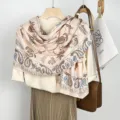 Retro paisley print sun protection silk scarf, lightweight breathable summer travel shawl. - 180*80cm / Poison Bird Pink
