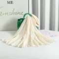Pleated solid color cotton scarf with fashion silver thread detail for sun protection and decor. - Silver Thread Off-White