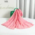 Pink pleated scarf with silver lines, fashion crinkled long shawl for women daily wear. - Silver Thread Dusty Rose