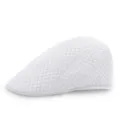 White mesh breathable flat cap classic solid color ivy hat casual sun protection hat for summer - M (56-58cm) / White